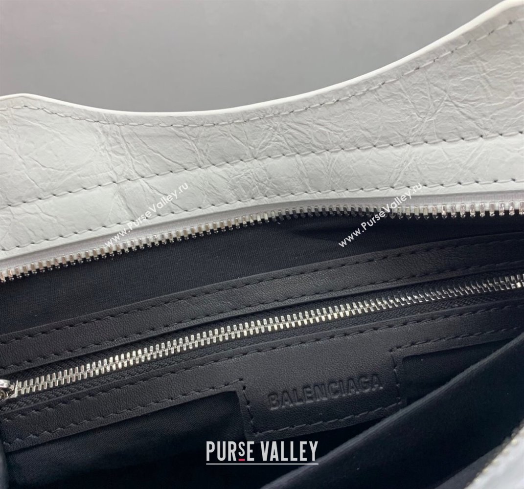 Balenciaga Le City Small Bag in optic white Arena Storico lambskin, shiny silver hardware 2025 (JM-250409002)