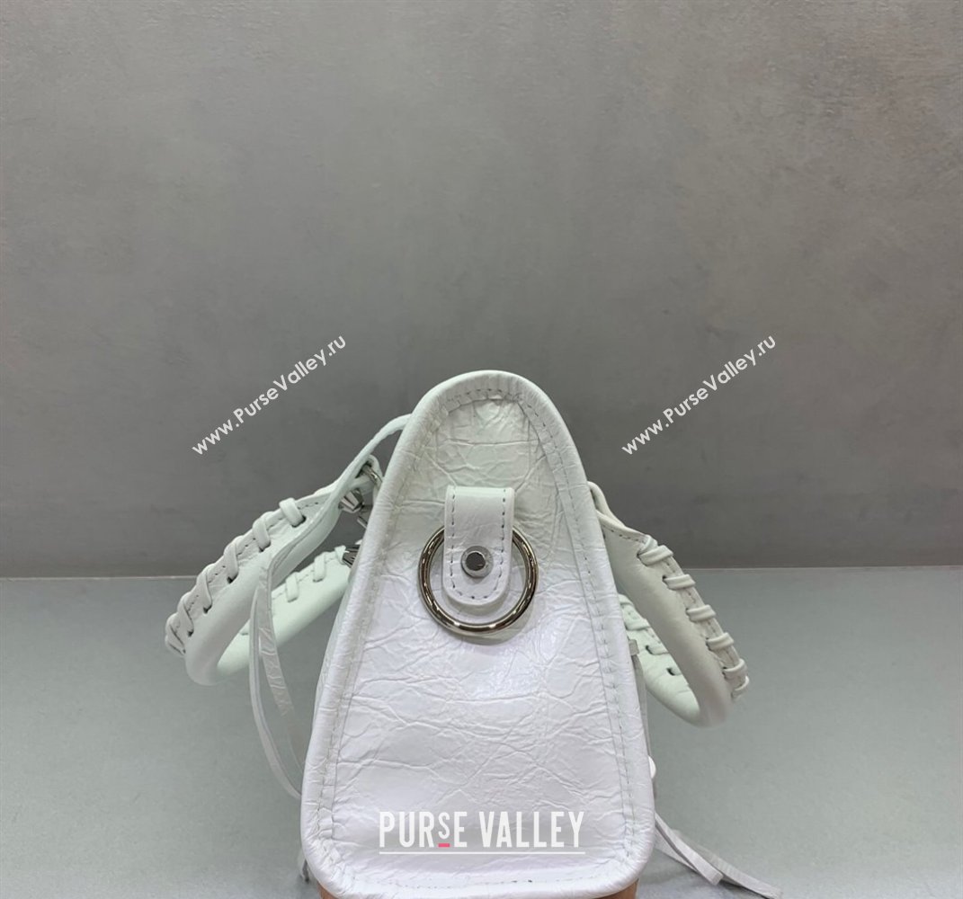 Balenciaga Le City Mini Bag in optic white Arena Storico lambskin, shiny silver hardware 2025 (JM-250409003)
