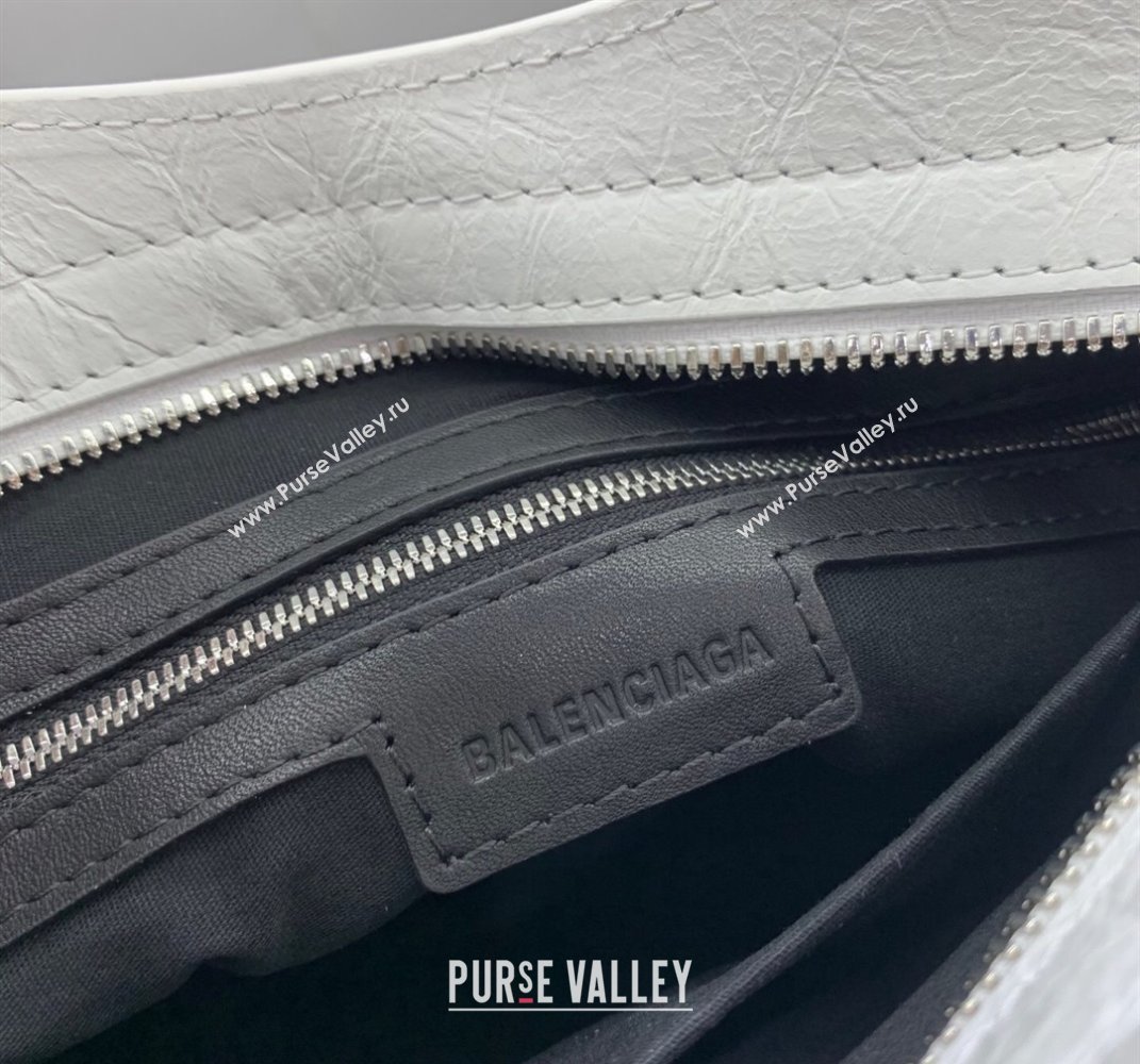 Balenciaga Le City Mini Bag in optic white Arena Storico lambskin, shiny silver hardware 2025 (JM-250409003)