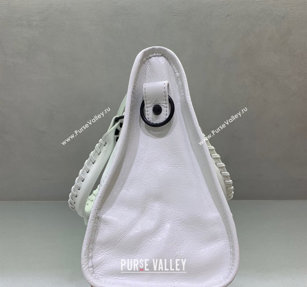 Balenciaga Le City Medium Bag in optic white Arena Storico lambskin, black hardware 2025 (JM-250409004)