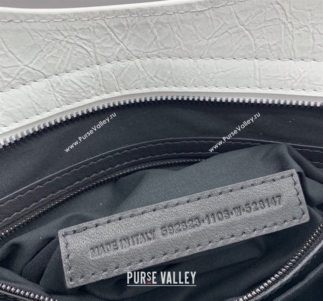 Balenciaga Le City Medium Bag in optic white Arena Storico lambskin, black hardware 2025 (JM-250409004)