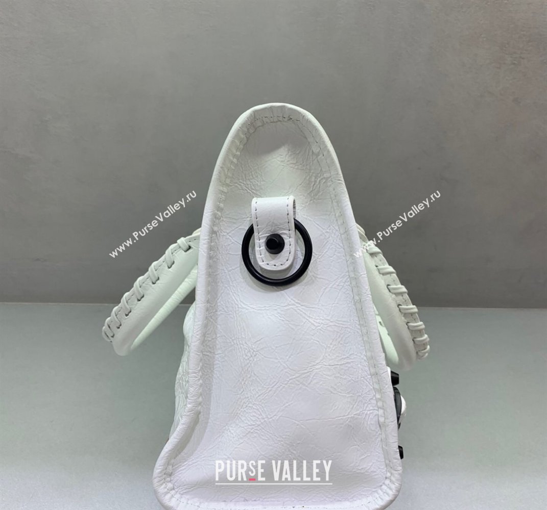 Balenciaga Le City Small Bag in optic white Arena Storico lambskin, black hardware 2025 (JM-250409005)