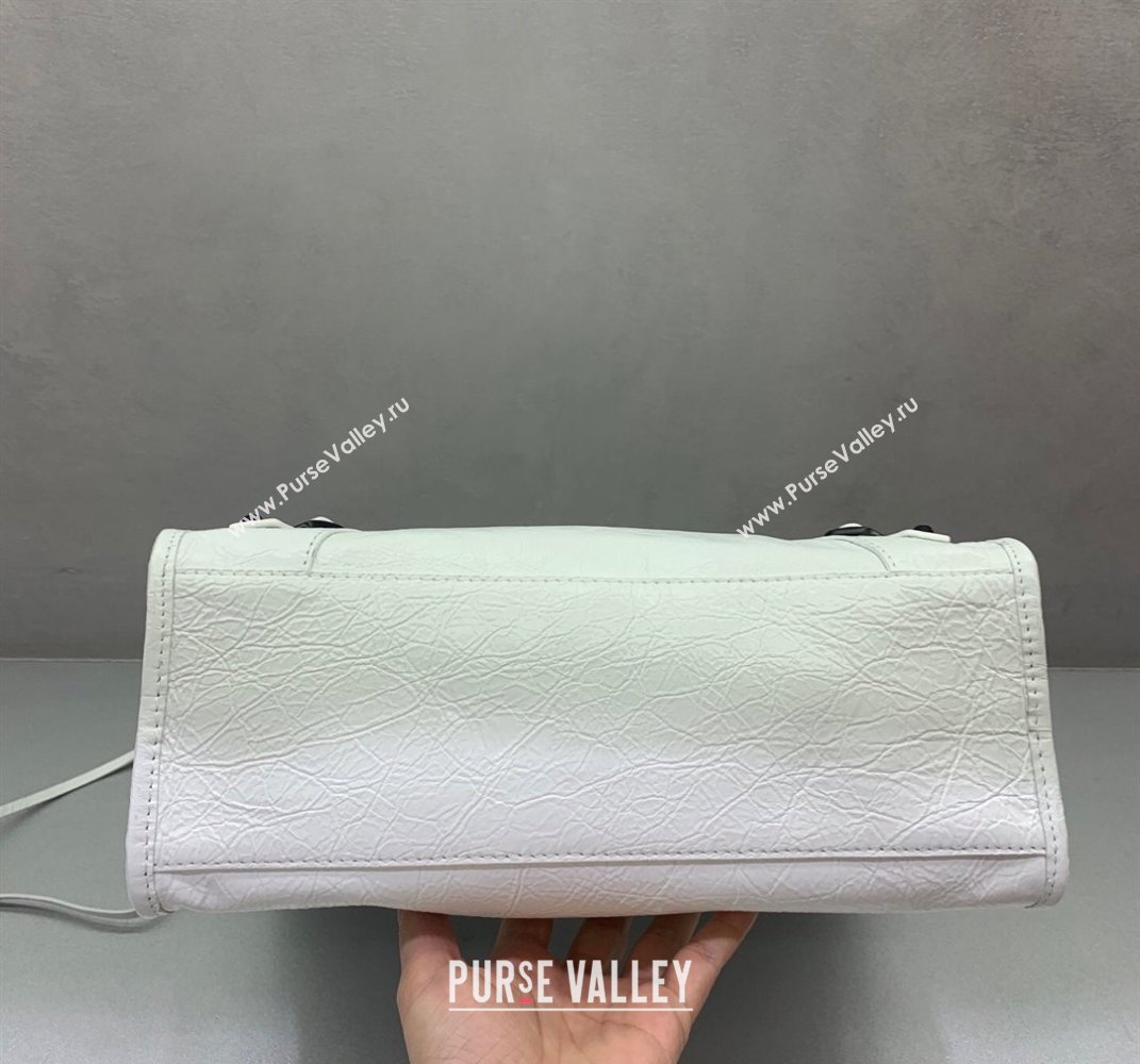Balenciaga Le City Small Bag in optic white Arena Storico lambskin, black hardware 2025 (JM-250409005)