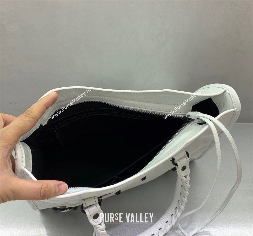 Balenciaga Le City Small Bag in optic white Arena Storico lambskin, black hardware 2025 (JM-250409005)