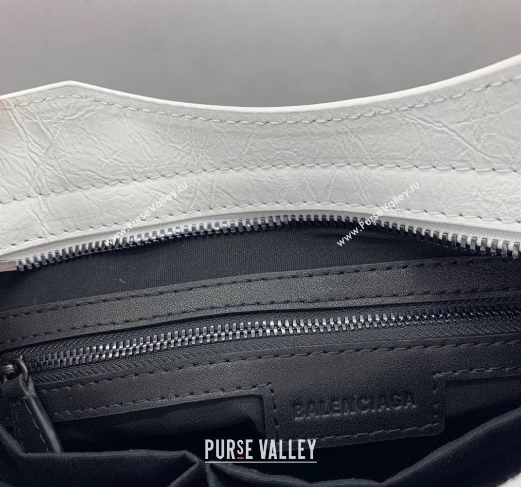 Balenciaga Le City Small Bag in optic white Arena Storico lambskin, black hardware 2025 (JM-250409005)