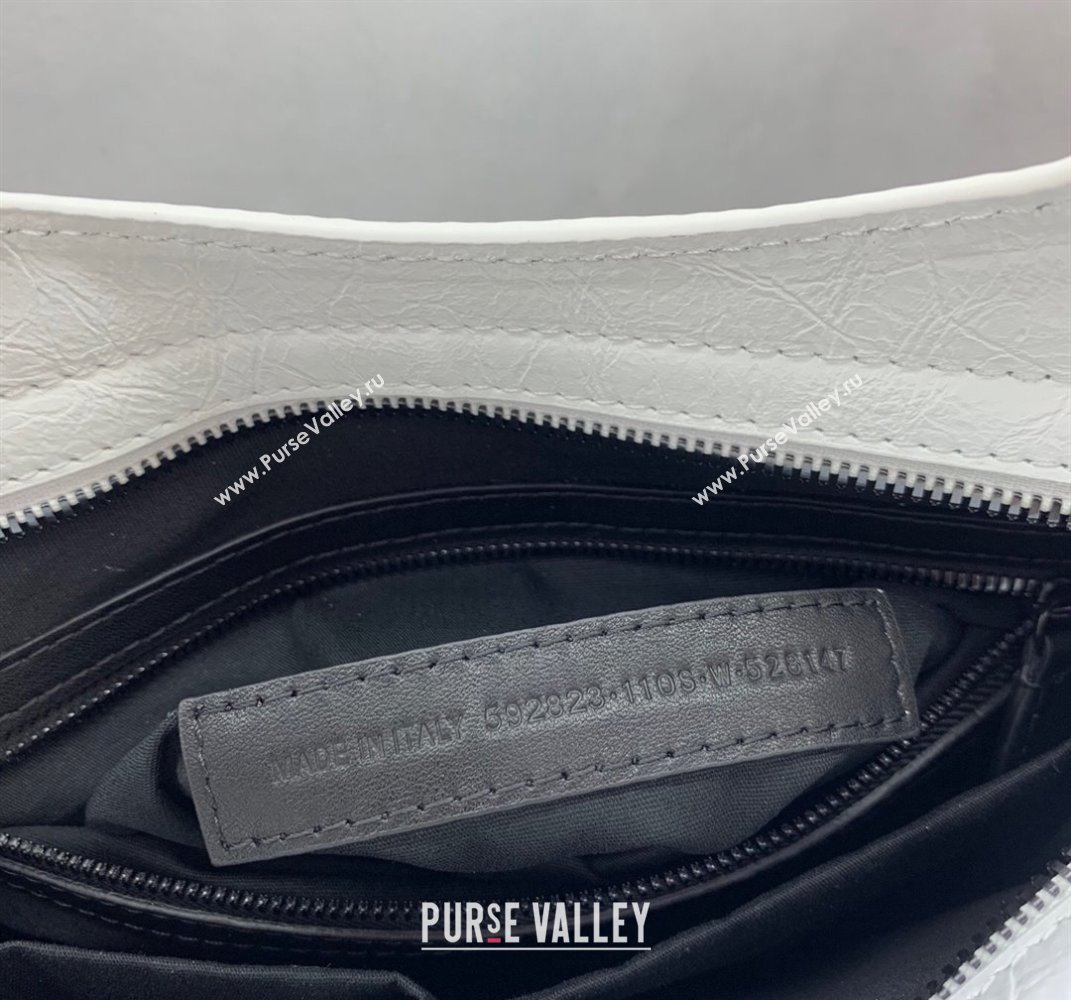 Balenciaga Le City Small Bag in optic white Arena Storico lambskin, black hardware 2025 (JM-250409005)