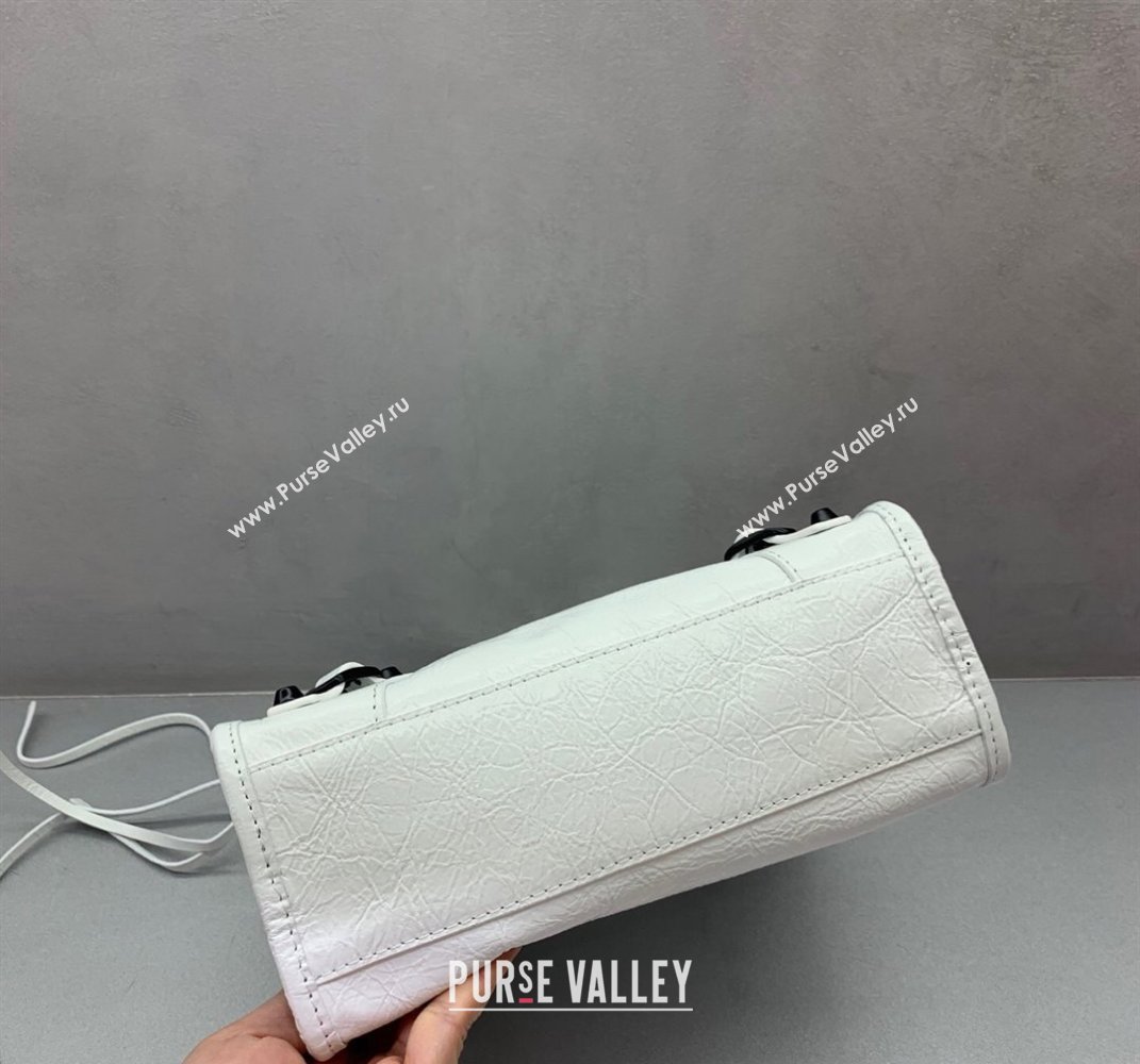 Balenciaga Le City Mini Bag in optic white Arena Storico lambskin, black hardware 2025 (JM-250409006)