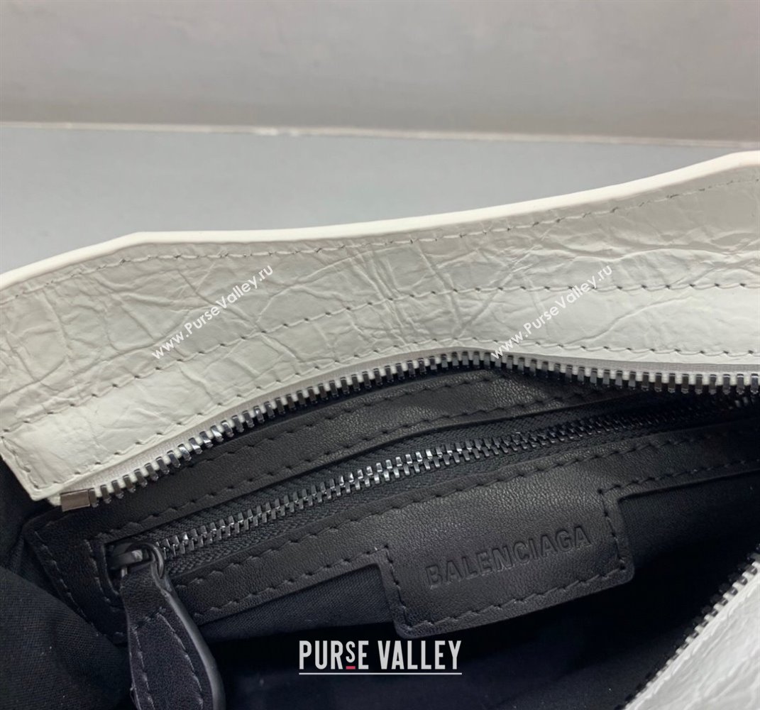 Balenciaga Le City Mini Bag in optic white Arena Storico lambskin, black hardware 2025 (JM-250409006)