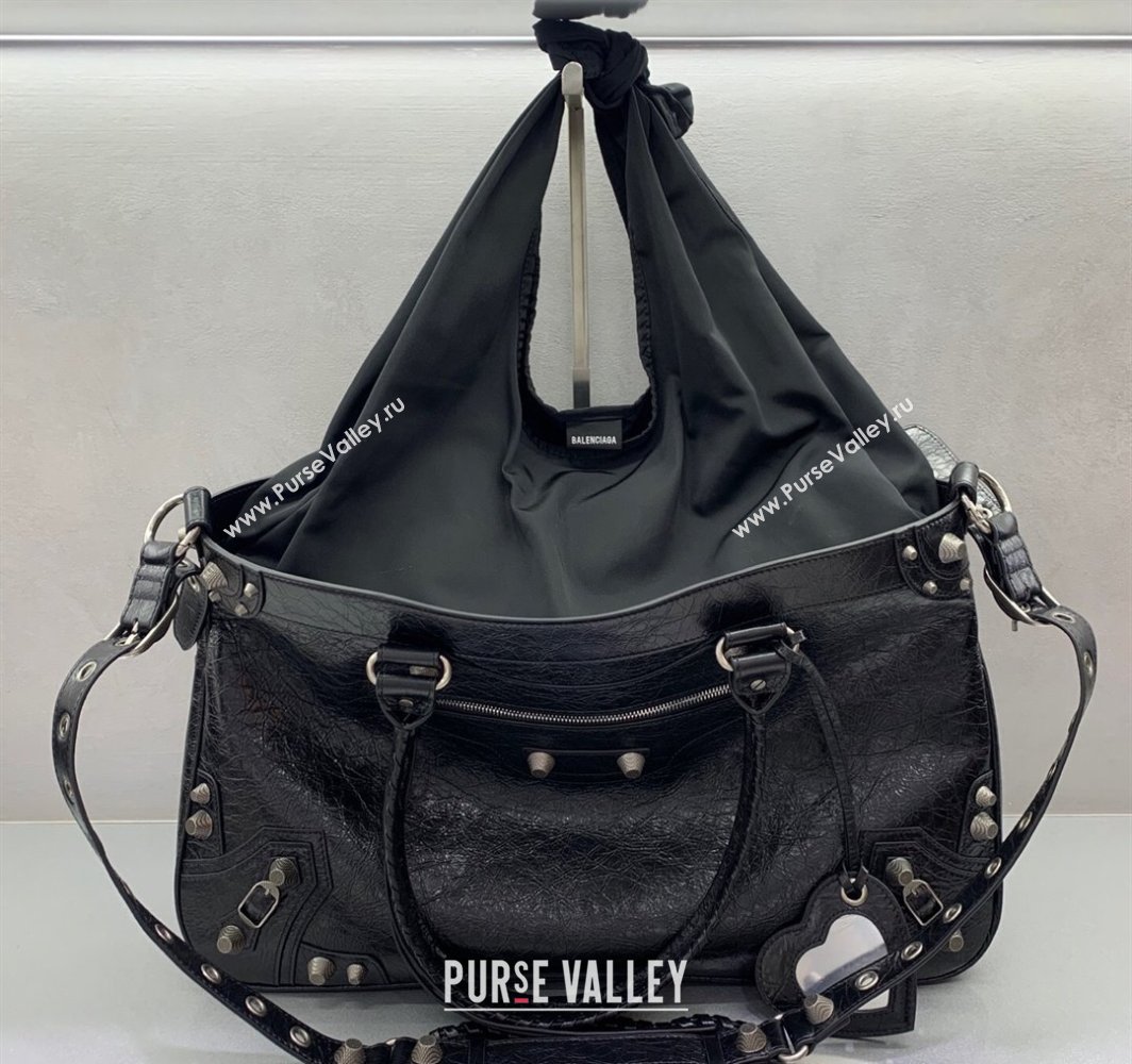 Balenciaga Neo Cagole XL Plus Tote Bag in Black Arena lambskin, aged-silver hardware 2025 (JM-250408103)