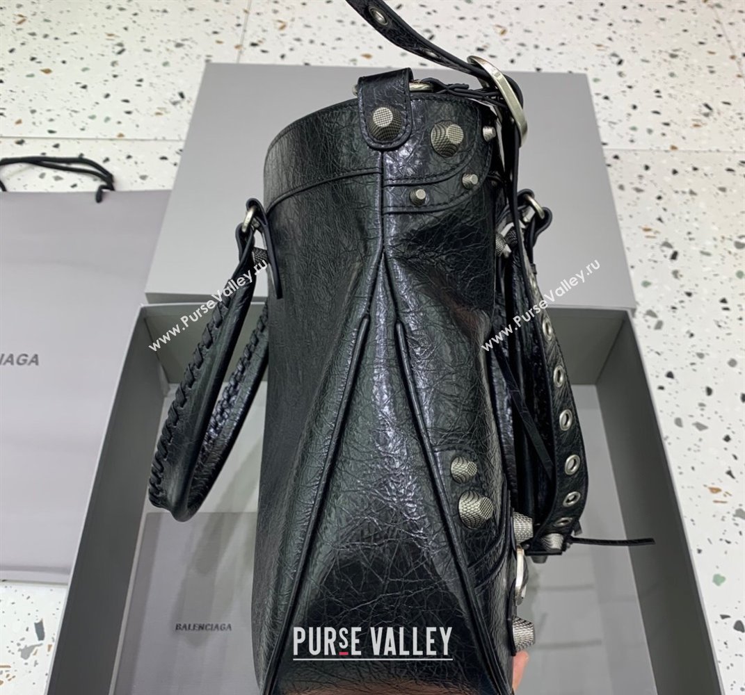 Balenciaga Neo Cagole XL Plus Tote Bag in Black Arena lambskin, aged-silver hardware 2025 (JM-250408103)
