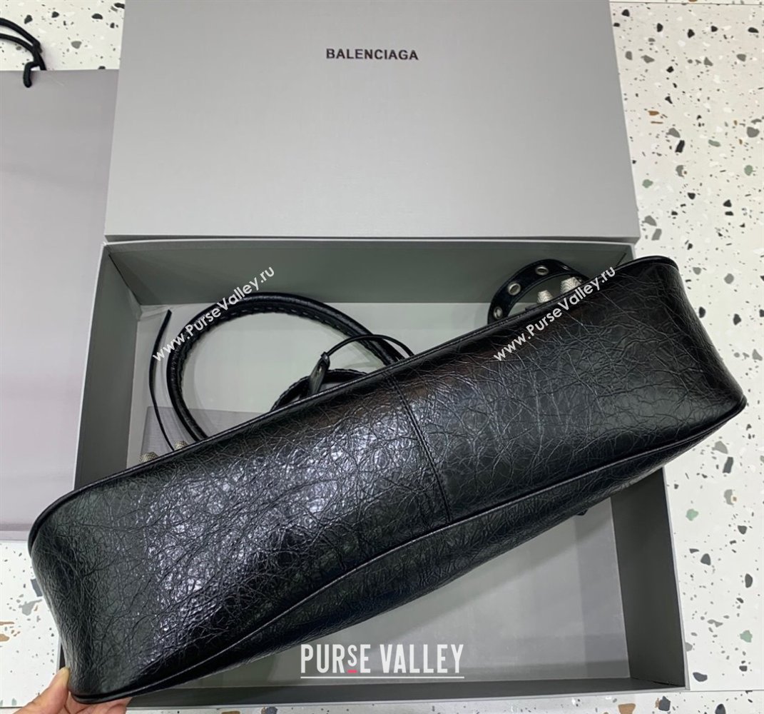 Balenciaga Neo Cagole XL Plus Tote Bag in Black Arena lambskin, aged-silver hardware 2025 (JM-250408103)