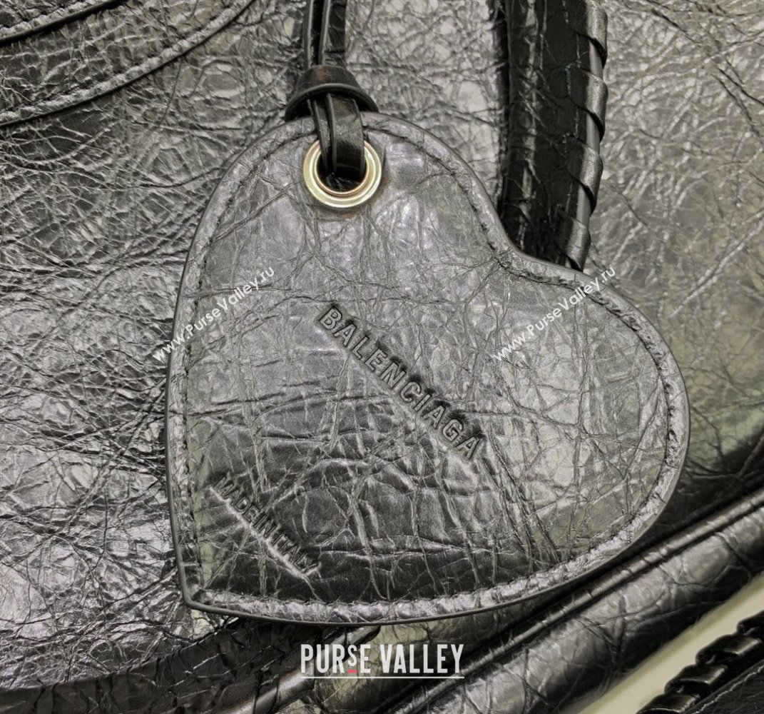 Balenciaga Neo Cagole XL Plus Tote Bag in Black Arena lambskin, aged-silver hardware 2025 (JM-250408103)