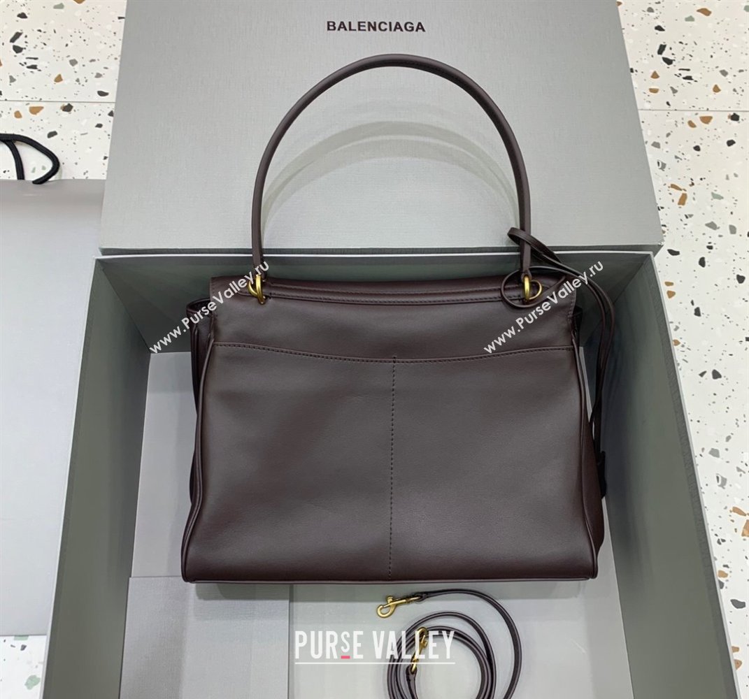 Balenciaga Rodeo Medium Handbag in smooth calfskin Coffee/Aged Gold 2024 78972 (JM-250408104)