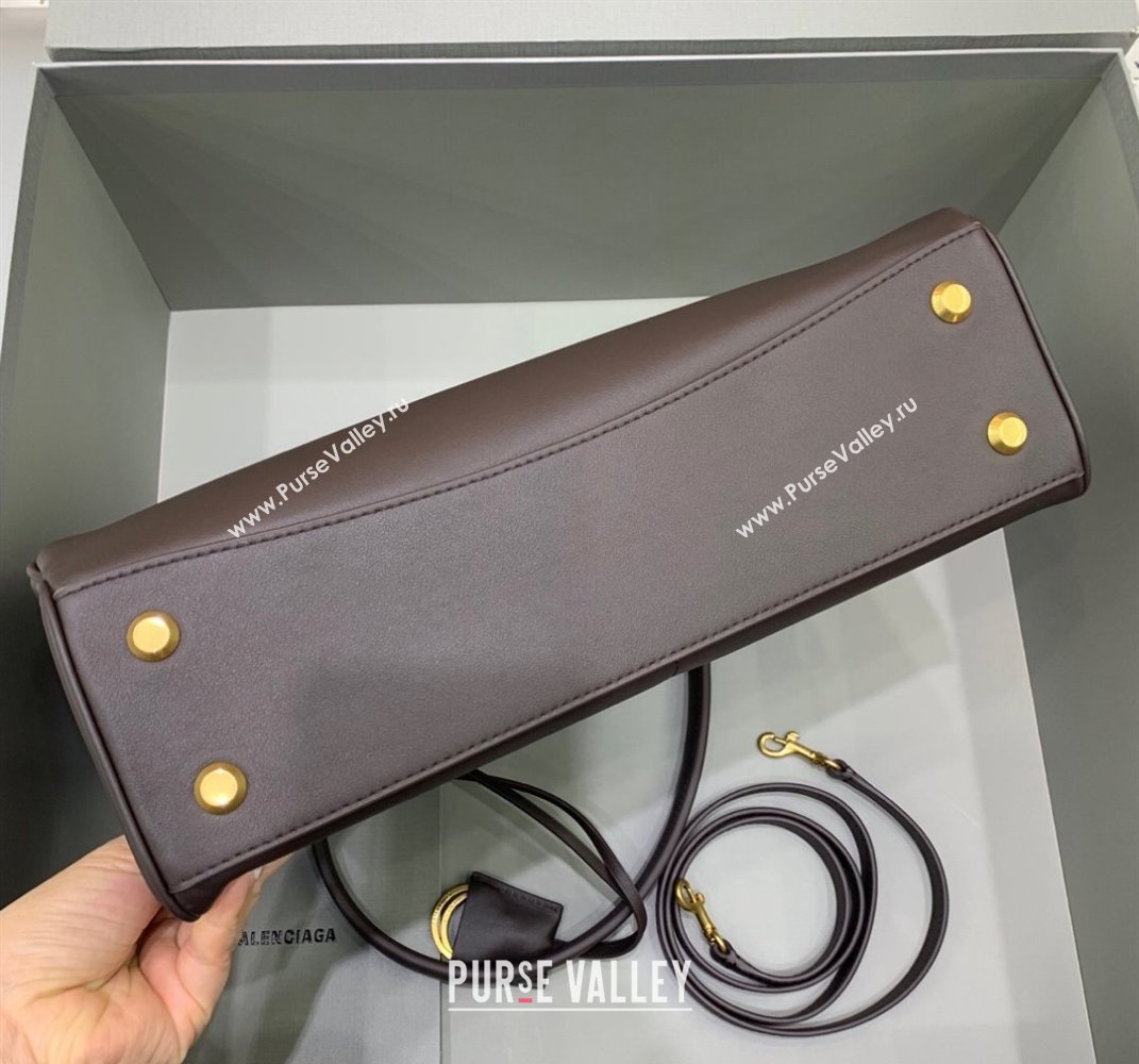 Balenciaga Rodeo Medium Handbag in smooth calfskin Coffee/Aged Gold 2024 78972 (JM-250408104)