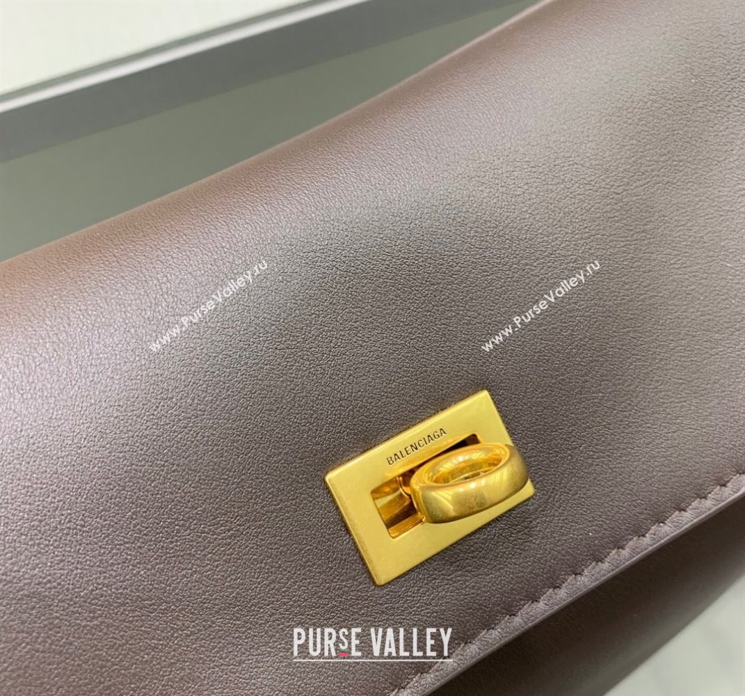 Balenciaga Rodeo Medium Handbag in smooth calfskin Coffee/Aged Gold 2024 78972 (JM-250408104)