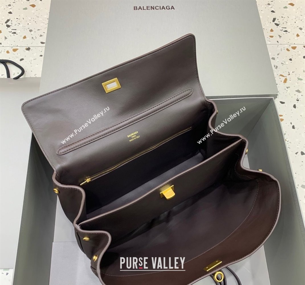 Balenciaga Rodeo Medium Handbag in smooth calfskin Coffee/Aged Gold 2024 78972 (JM-250408104)