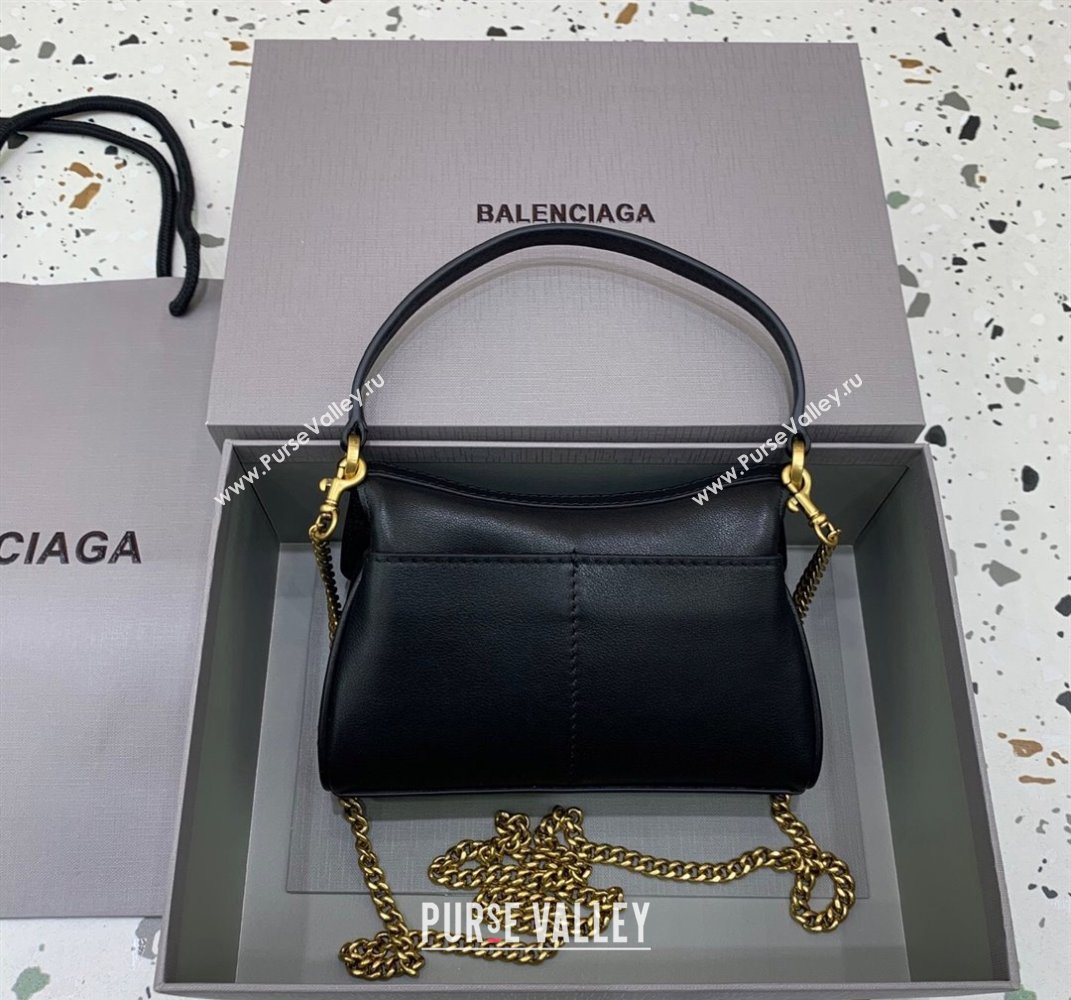 Balenciaga Rodeo Nano Bag With Chain in black smooth calfskin, aged-gold hardware 2025 (JM-250408082)