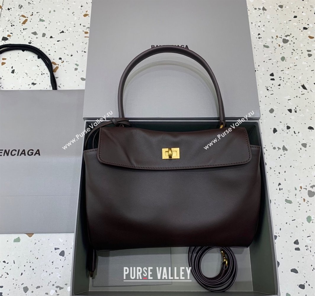 Balenciaga Rodeo Small Handbag in smooth calfskin Coffee/Aged Gold 2024 78972 (JM-250408105)