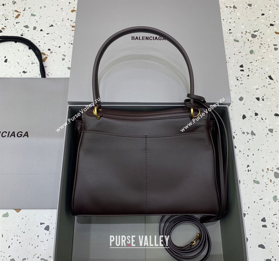 Balenciaga Rodeo Small Handbag in smooth calfskin Coffee/Aged Gold 2024 78972 (JM-250408105)