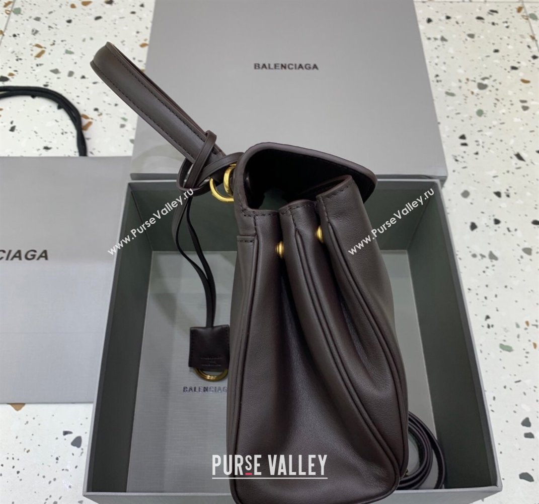 Balenciaga Rodeo Small Handbag in smooth calfskin Coffee/Aged Gold 2024 78972 (JM-250408105)
