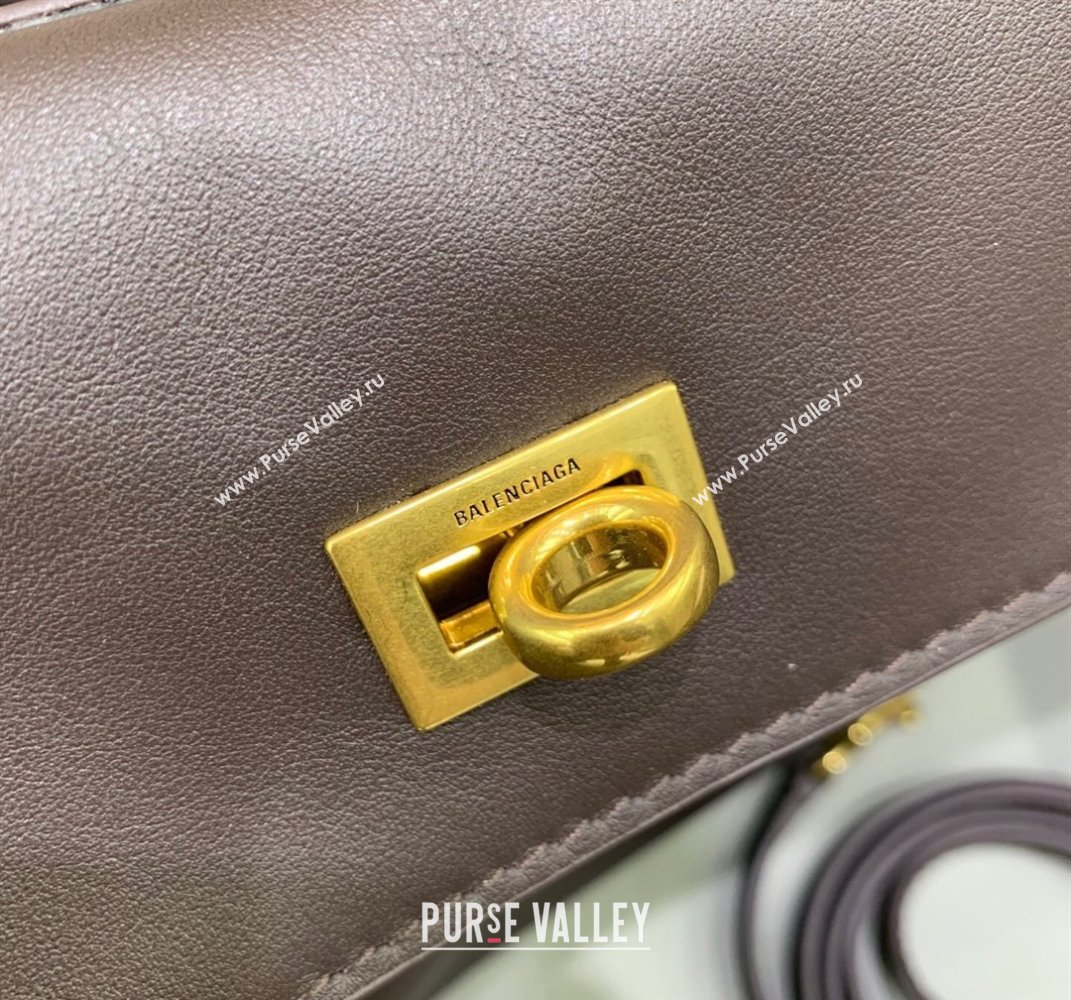 Balenciaga Rodeo Small Handbag in smooth calfskin Coffee/Aged Gold 2024 78972 (JM-250408105)