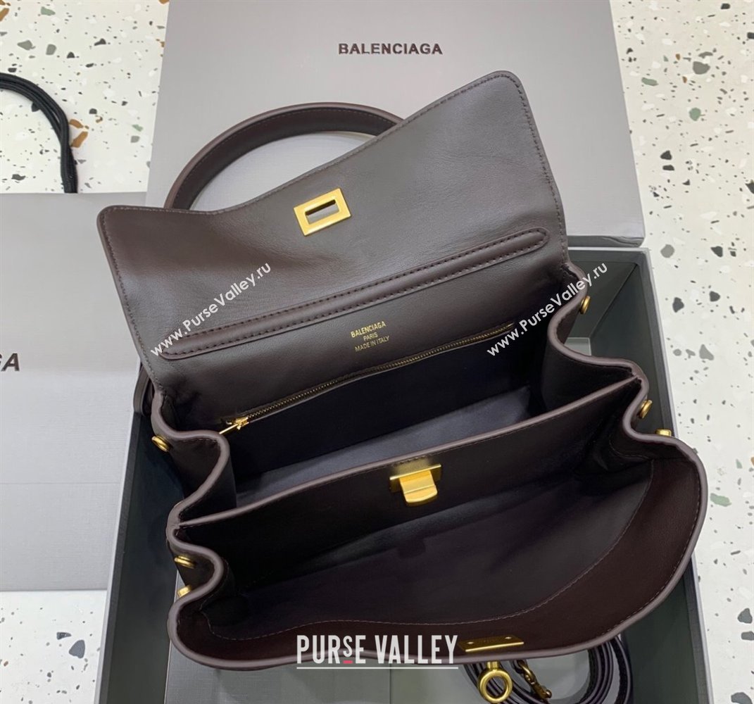 Balenciaga Rodeo Small Handbag in smooth calfskin Coffee/Aged Gold 2024 78972 (JM-250408105)