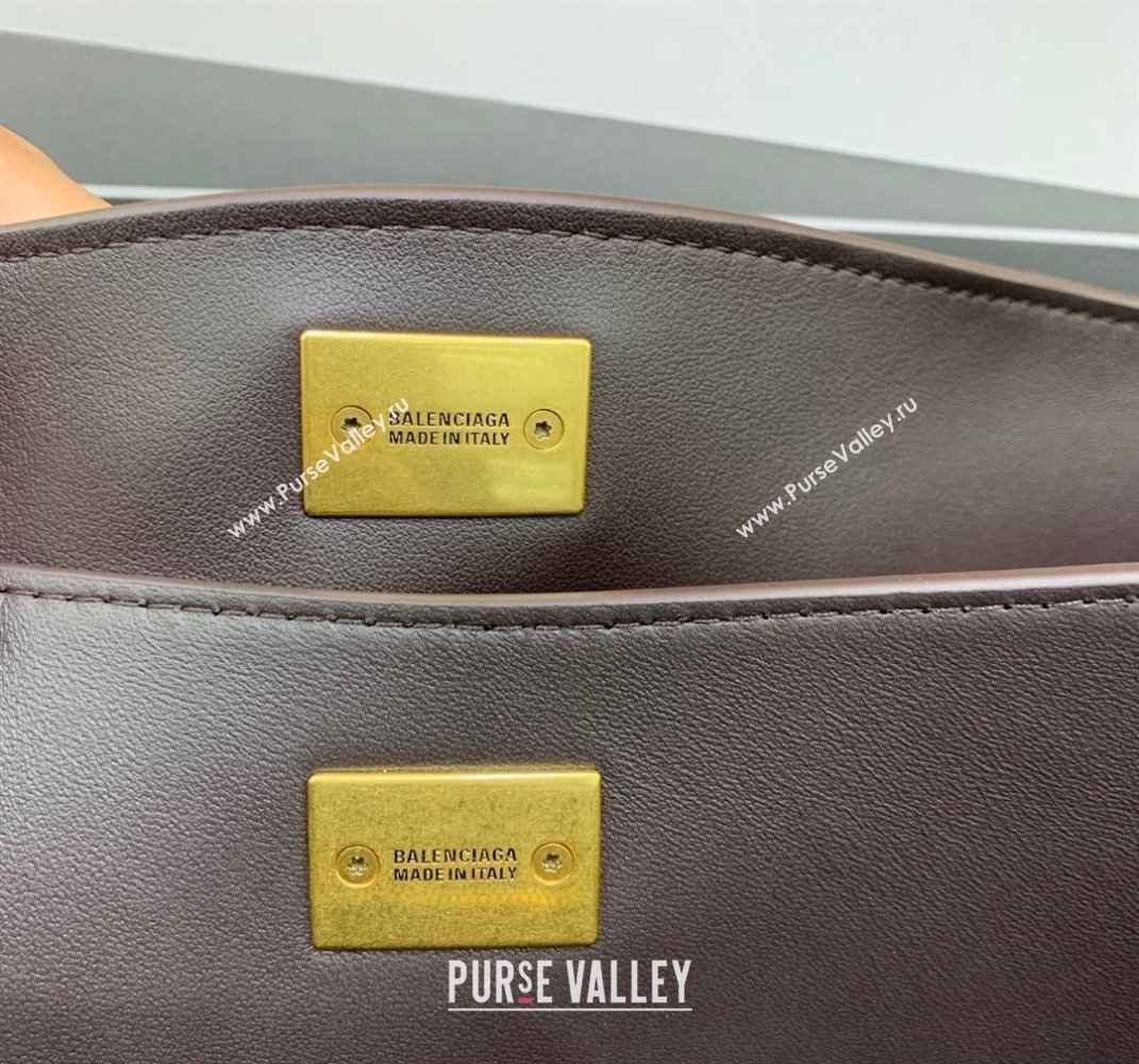 Balenciaga Rodeo Small Handbag in smooth calfskin Coffee/Aged Gold 2024 78972 (JM-250408105)