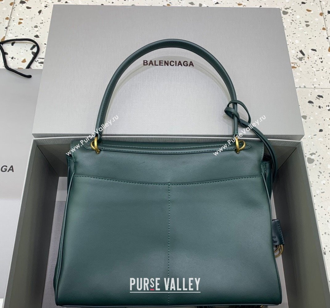 Balenciaga Rodeo Medium Handbag in smooth calfskin Peacock Green/Gold 2024 78972 (JM-250408106)