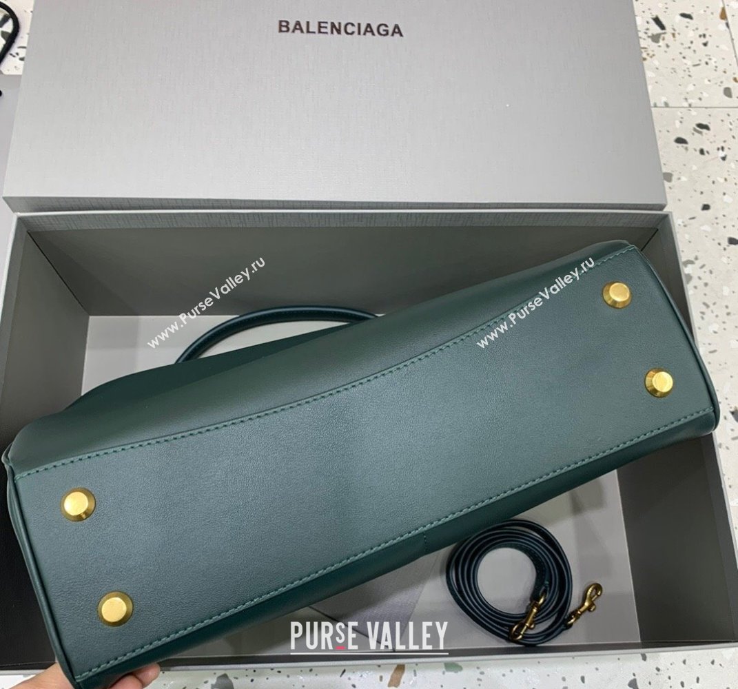 Balenciaga Rodeo Medium Handbag in smooth calfskin Peacock Green/Gold 2024 78972 (JM-250408106)