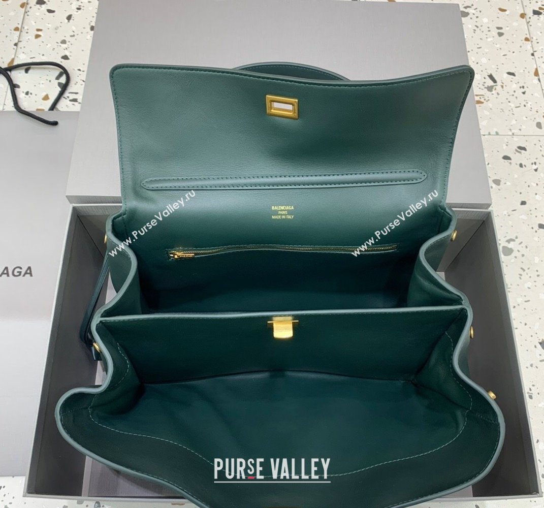 Balenciaga Rodeo Medium Handbag in smooth calfskin Peacock Green/Gold 2024 78972 (JM-250408106)