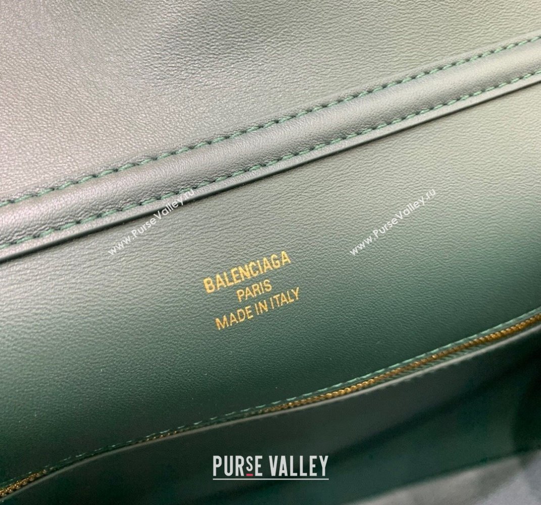 Balenciaga Rodeo Medium Handbag in smooth calfskin Peacock Green/Gold 2024 78972 (JM-250408106)