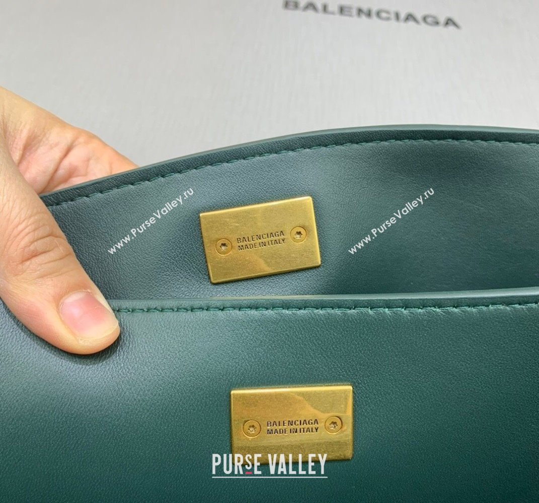 Balenciaga Rodeo Medium Handbag in smooth calfskin Peacock Green/Gold 2024 78972 (JM-250408106)