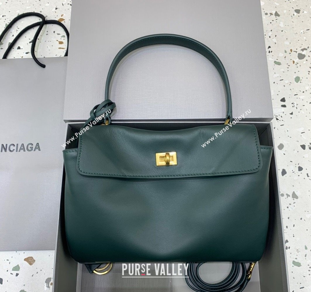 Balenciaga Rodeo Small Handbag in smooth calfskin Peacock Green/Gold 2024 78972 (JM-250408107)