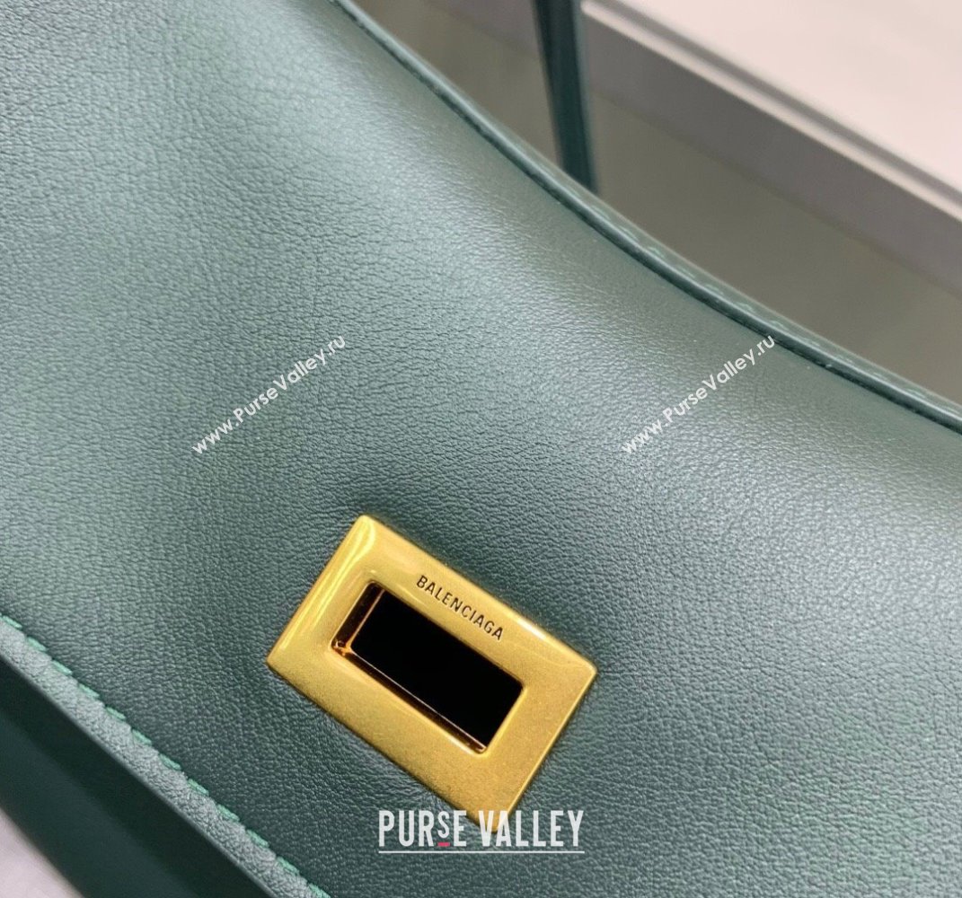 Balenciaga Rodeo Small Handbag in smooth calfskin Peacock Green/Gold 2024 78972 (JM-250408107)
