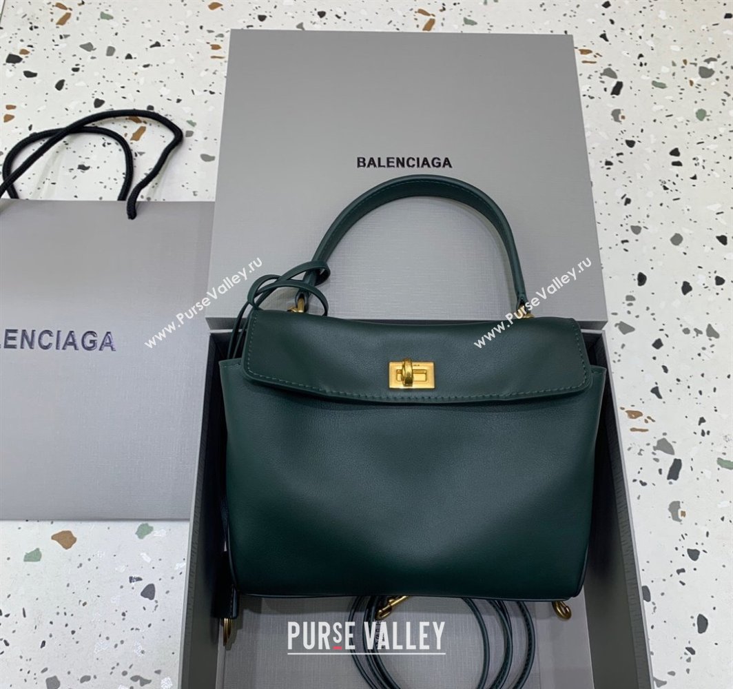 Balenciaga Rodeo Mini Handbag in smooth calfskin Peacock Green/Gold 2024 78972 (JM-250408108)