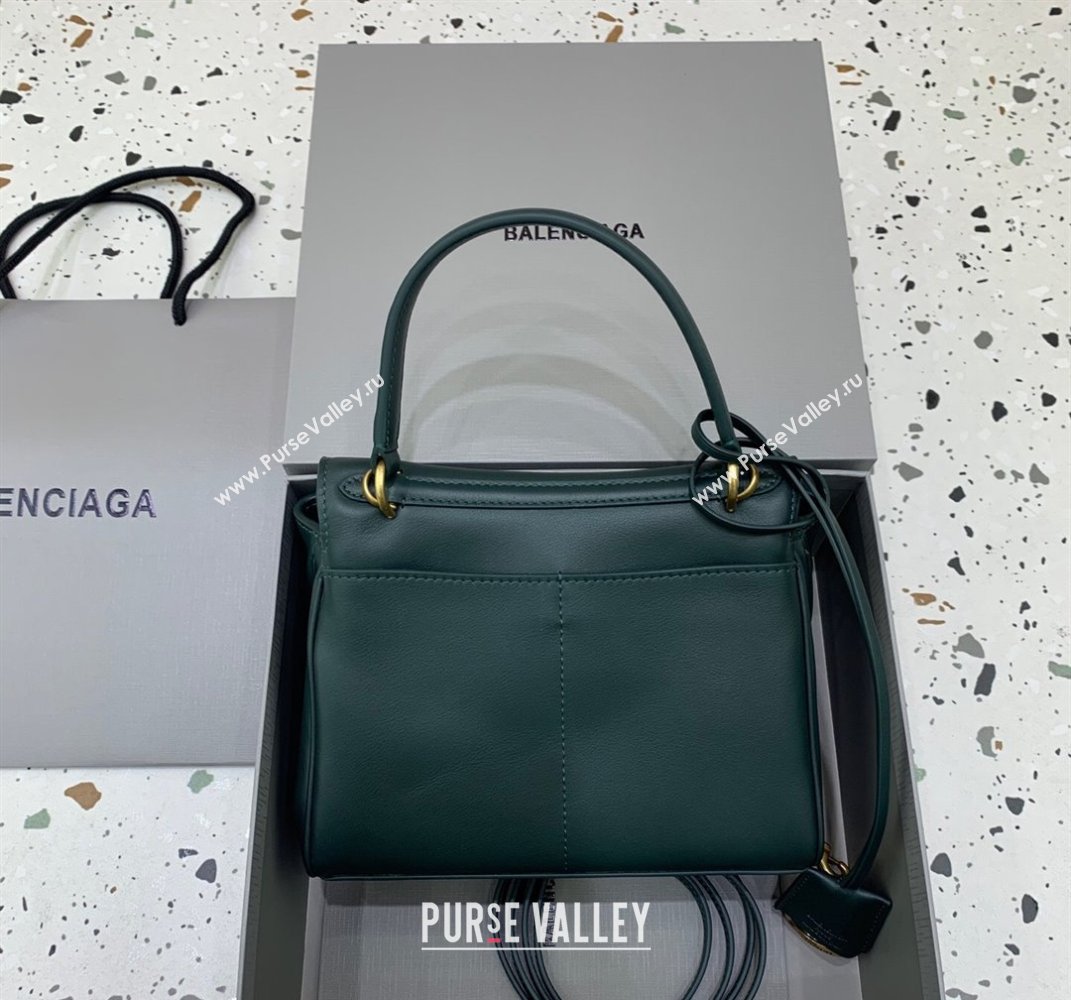 Balenciaga Rodeo Mini Handbag in smooth calfskin Peacock Green/Gold 2024 78972 (JM-250408108)