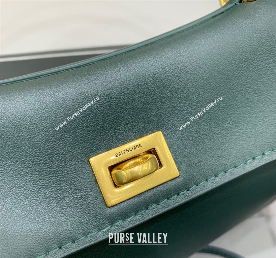 Balenciaga Rodeo Mini Handbag in smooth calfskin Peacock Green/Gold 2024 78972 (JM-250408108)