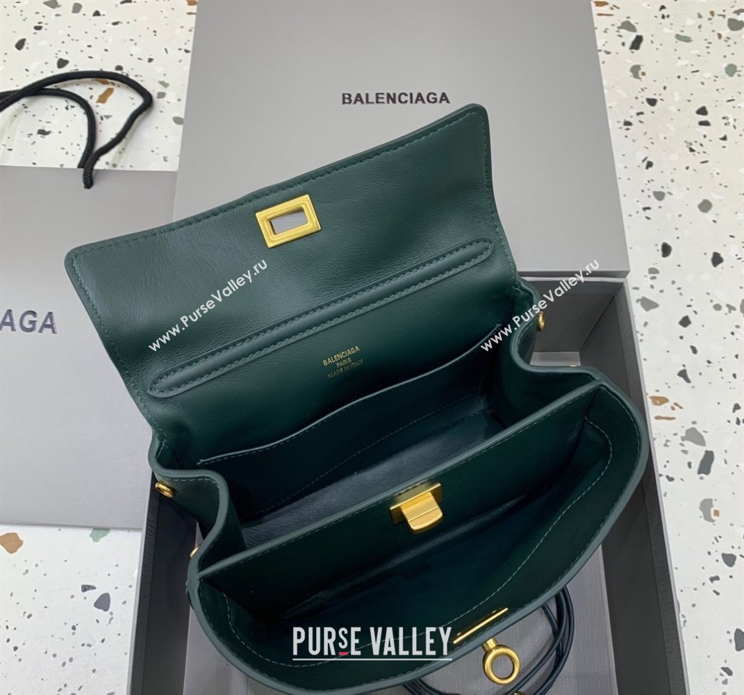 Balenciaga Rodeo Mini Handbag in smooth calfskin Peacock Green/Gold 2024 78972 (JM-250408108)