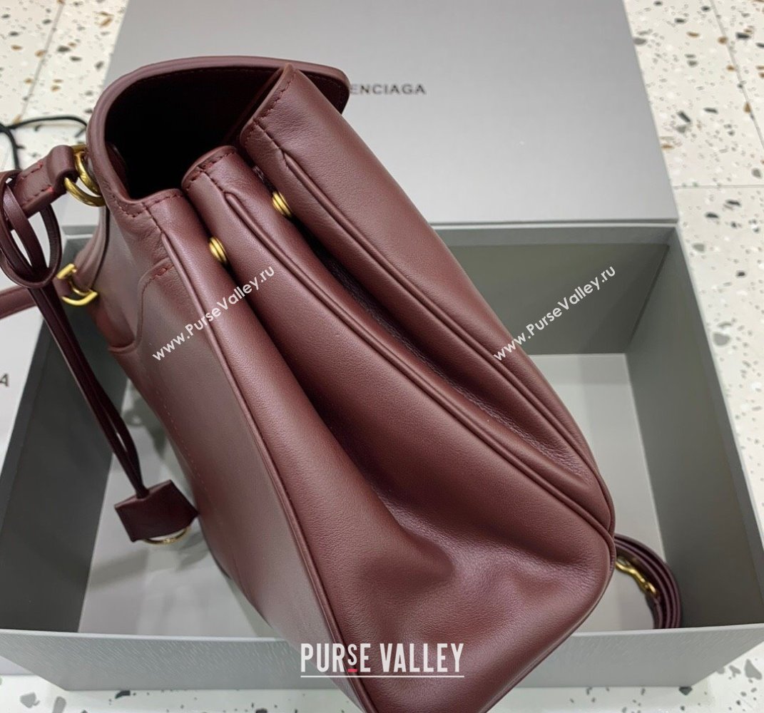 Balenciaga Rodeo Medium Handbag in smooth calfskin Burgundy/Gold 2024 78972 (JM-250408109)