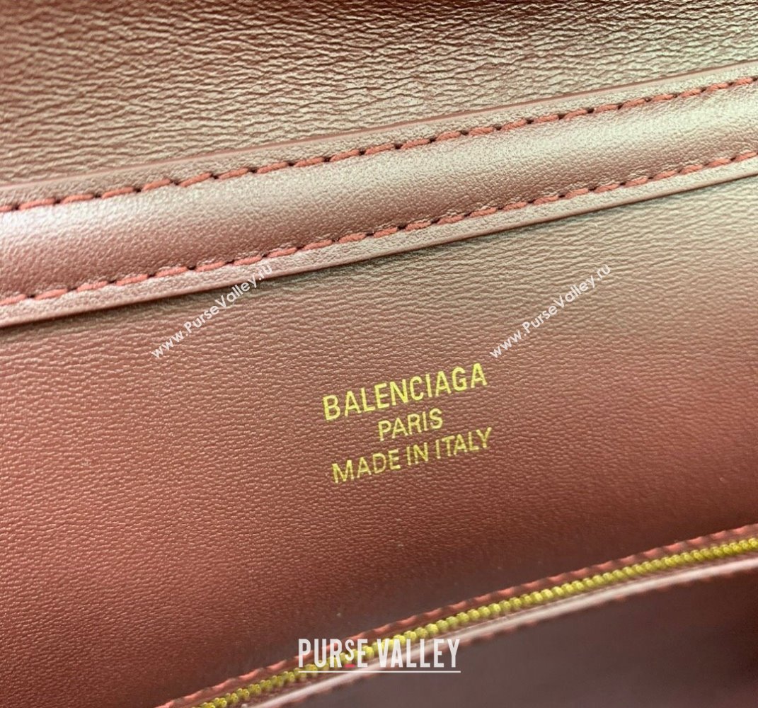 Balenciaga Rodeo Medium Handbag in smooth calfskin Burgundy/Gold 2024 78972 (JM-250408109)
