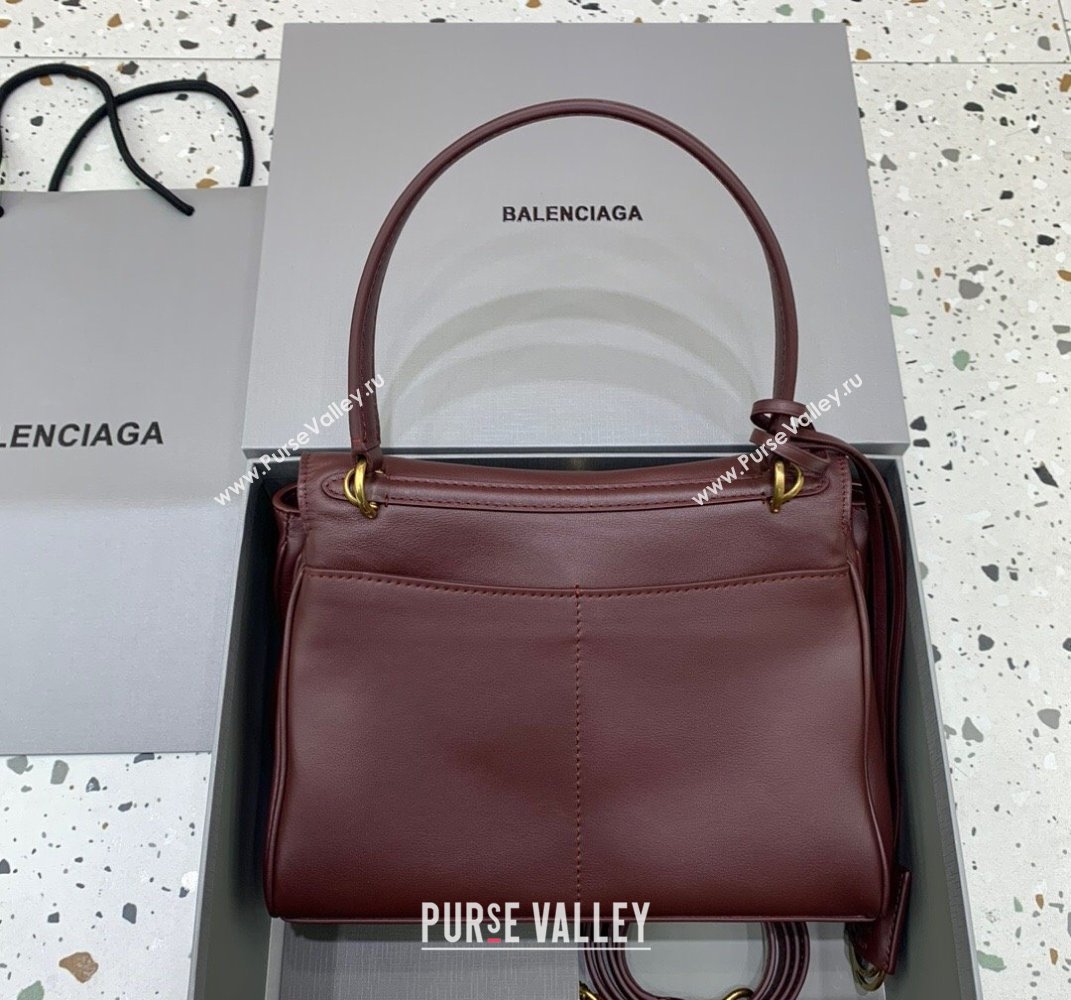 Balenciaga Rodeo Small Handbag in smooth calfskin Burgundy/Gold 2024 78972 (JM-250408110)
