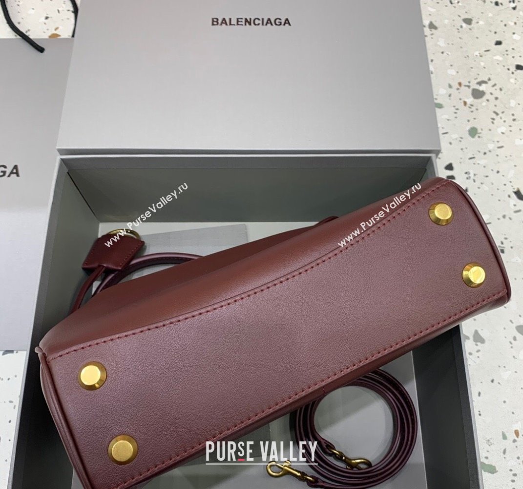 Balenciaga Rodeo Small Handbag in smooth calfskin Burgundy/Gold 2024 78972 (JM-250408110)