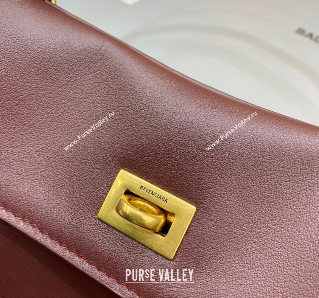 Balenciaga Rodeo Small Handbag in smooth calfskin Burgundy/Gold 2024 78972 (JM-250408110)