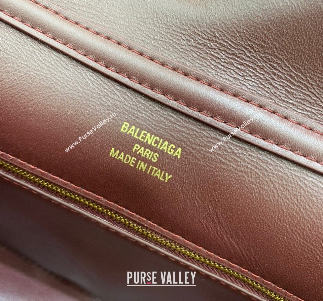 Balenciaga Rodeo Small Handbag in smooth calfskin Burgundy/Gold 2024 78972 (JM-250408110)