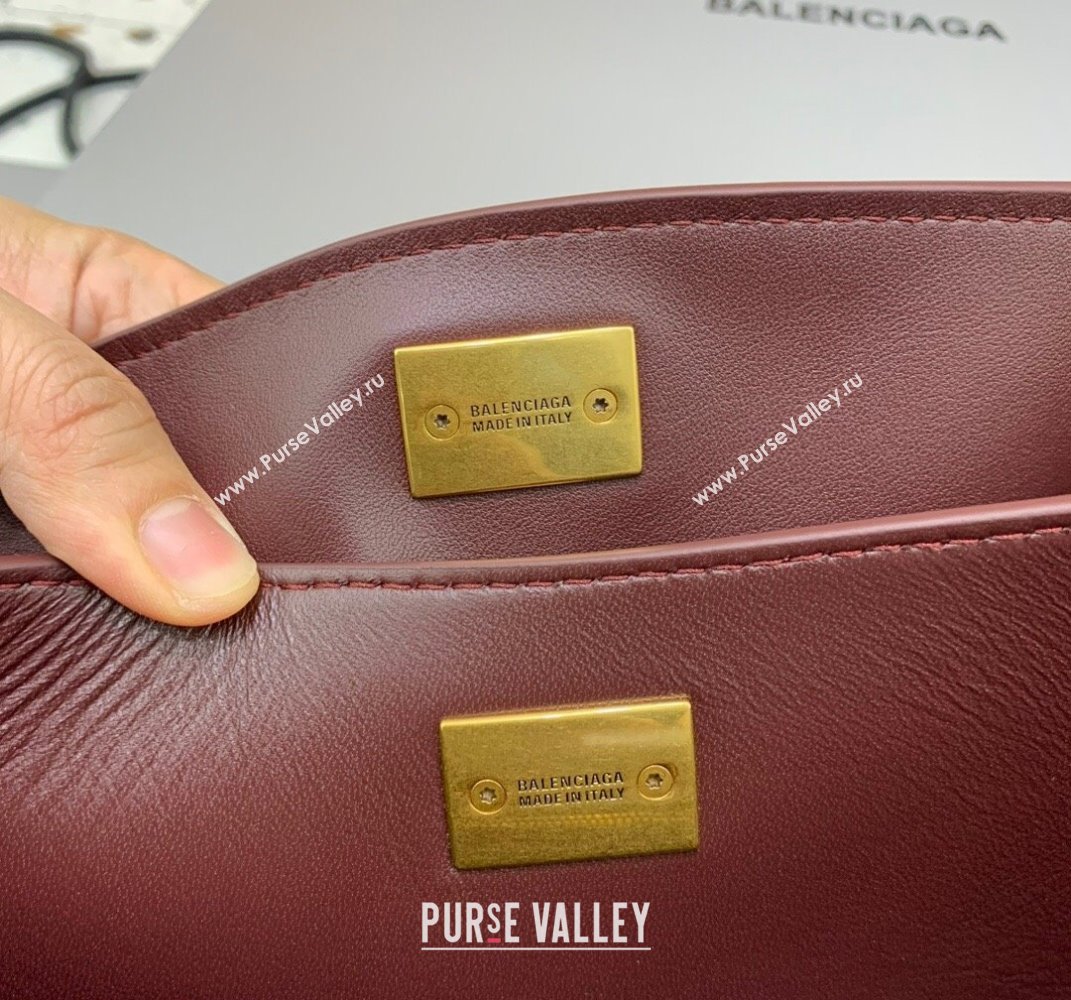 Balenciaga Rodeo Small Handbag in smooth calfskin Burgundy/Gold 2024 78972 (JM-250408110)