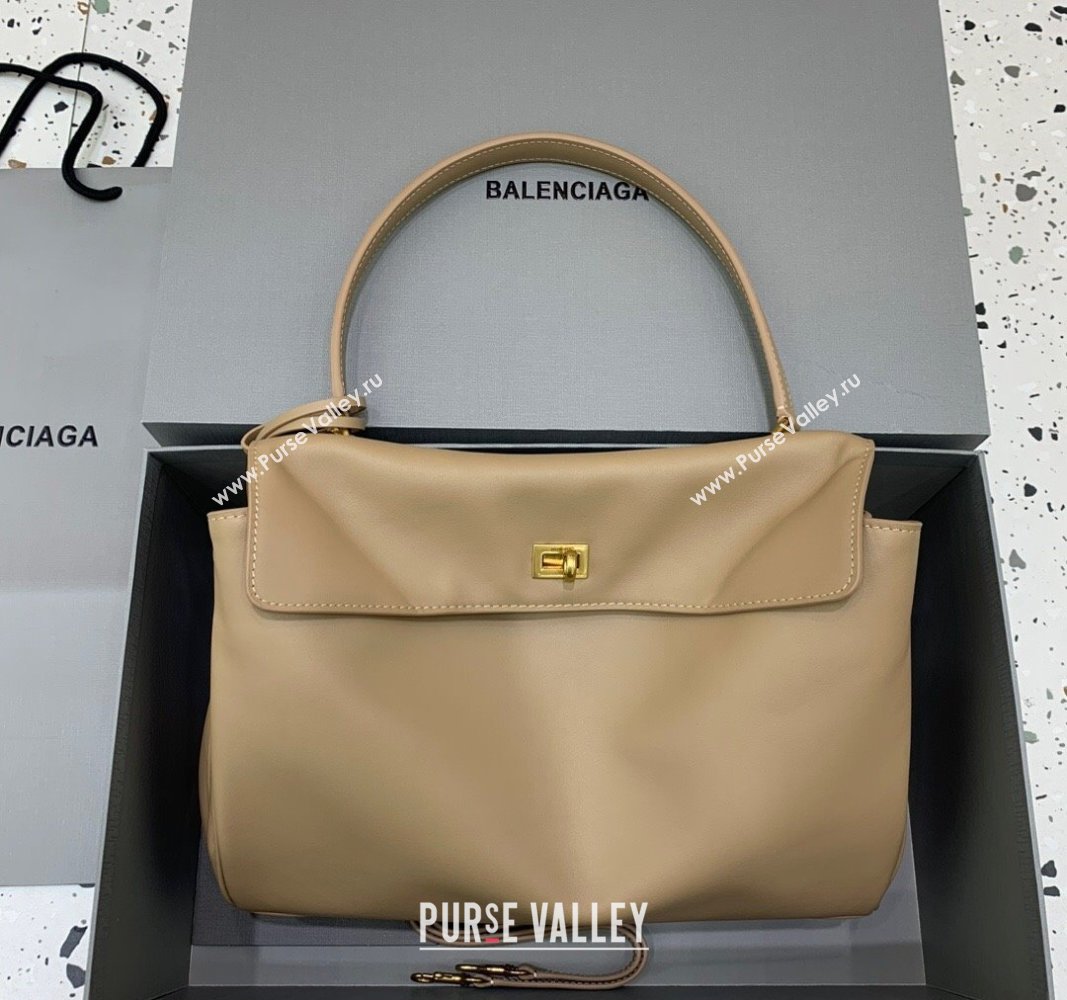 Balenciaga Rodeo Medium Handbag in smooth calfskin Latte Beige/Gold 2024 78972 (JM-250408111)