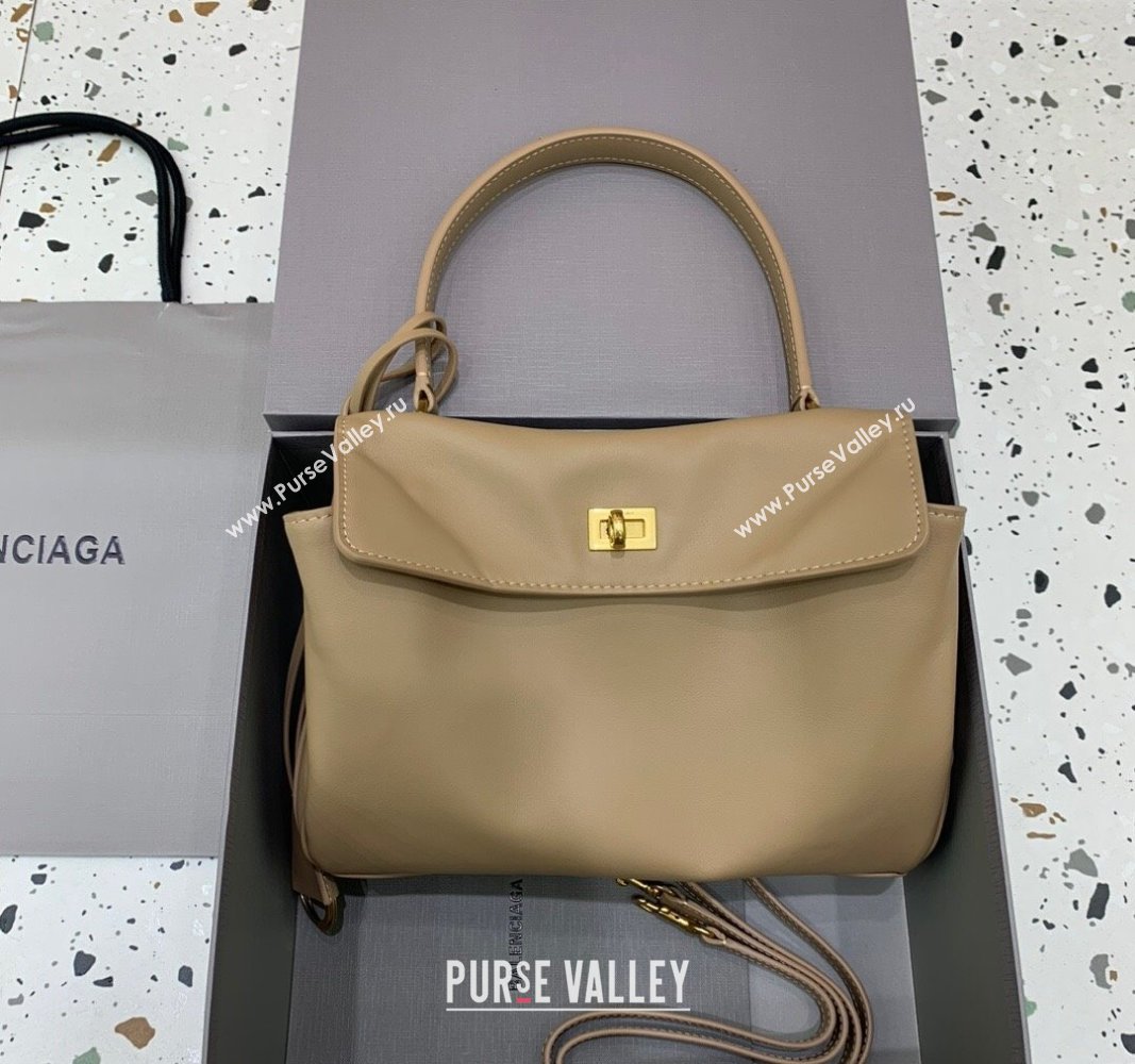 Balenciaga Rodeo Small Handbag in smooth calfskin Latte Beige/Gold 2024 78972 (JM-250408113)