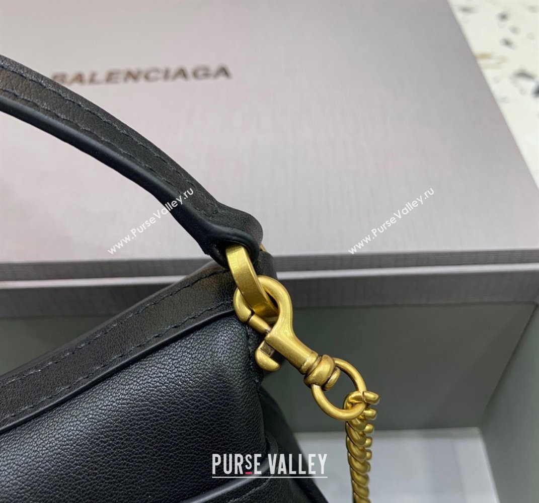 Balenciaga Rodeo Nano Bag With Chain in black smooth calfskin, aged-gold hardware 2025 (JM-250408082)