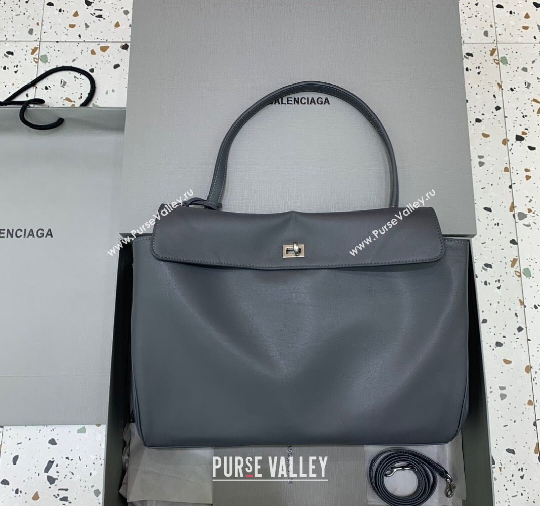 Balenciaga Rodeo Large Handbag in smooth calfskin Grey/Silver 2024 78972 (JM-250408115)