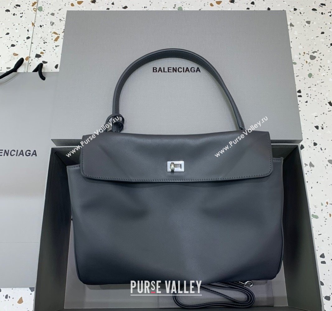 Balenciaga Rodeo Medium Handbag in smooth calfskin Grey/Silver 2024 78972 (JM-250408116)